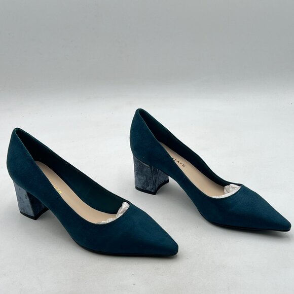 Blue Classic Casual Pumps Pointed Toe Chunky Heels Shoe for Business Occasion - Picture 3 of 7